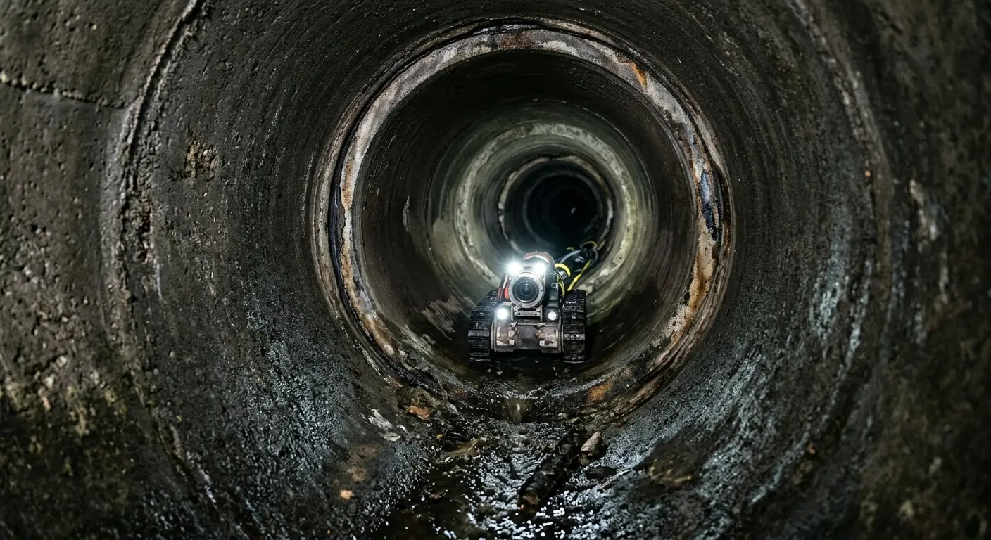 Robotic sewer camera inspecting pipe interior for Sewer Line Repair in North Middleton
